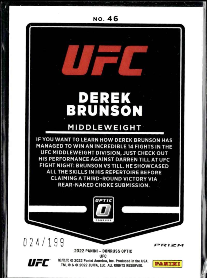 Derek Brunson 2022 Optic UFC Red Prizm 24/199