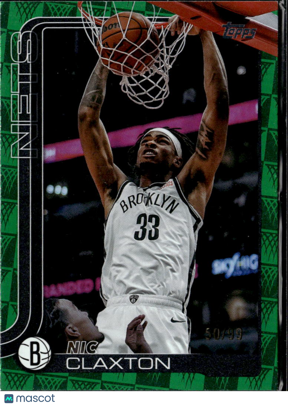 Nic Claxton 2025 Topps Flagship Green 50/99 Brooklyn Nets