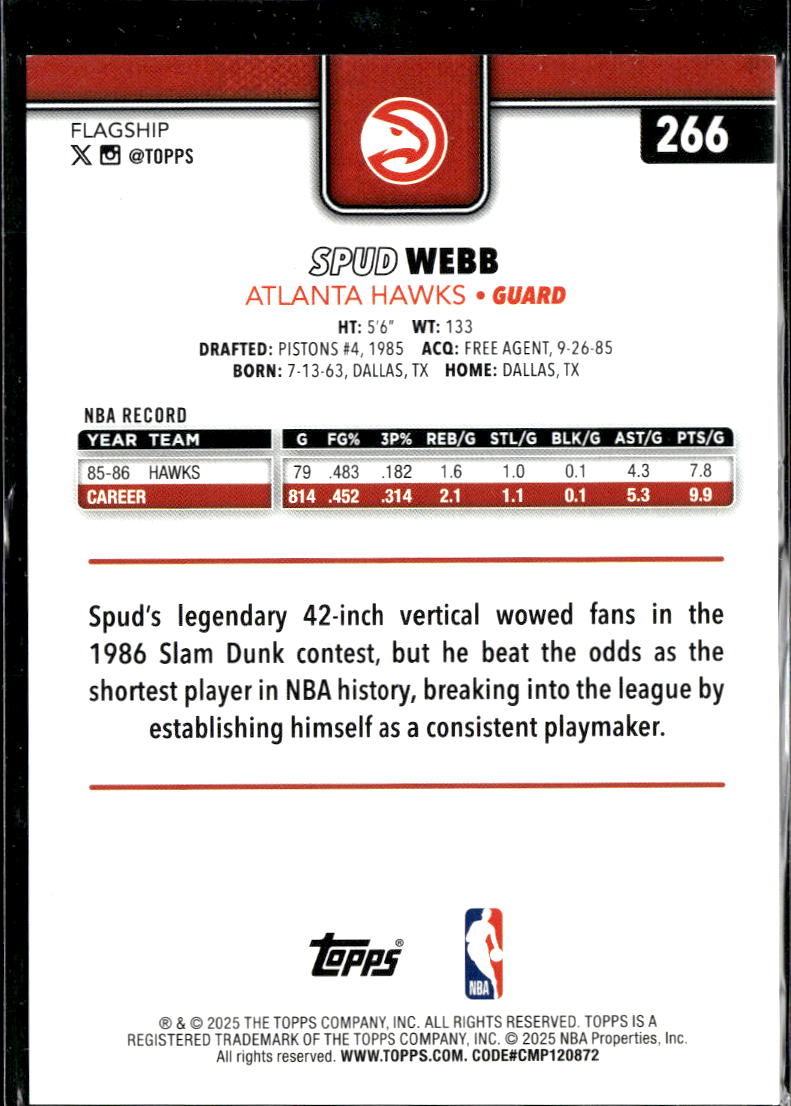 Spud Webb 2025 Topps Green 75/99 Atlanta Hawks