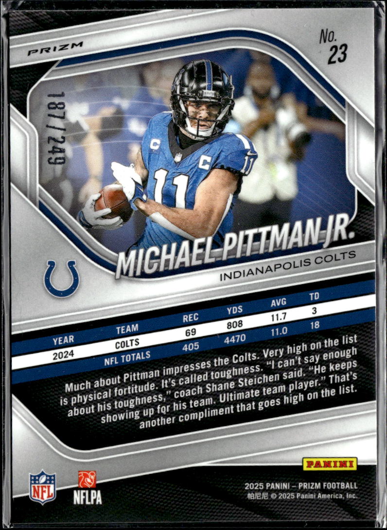Michael Pittman Jr. 2025 Prizm Orange Prizm 187/249 Indianapolis Colts