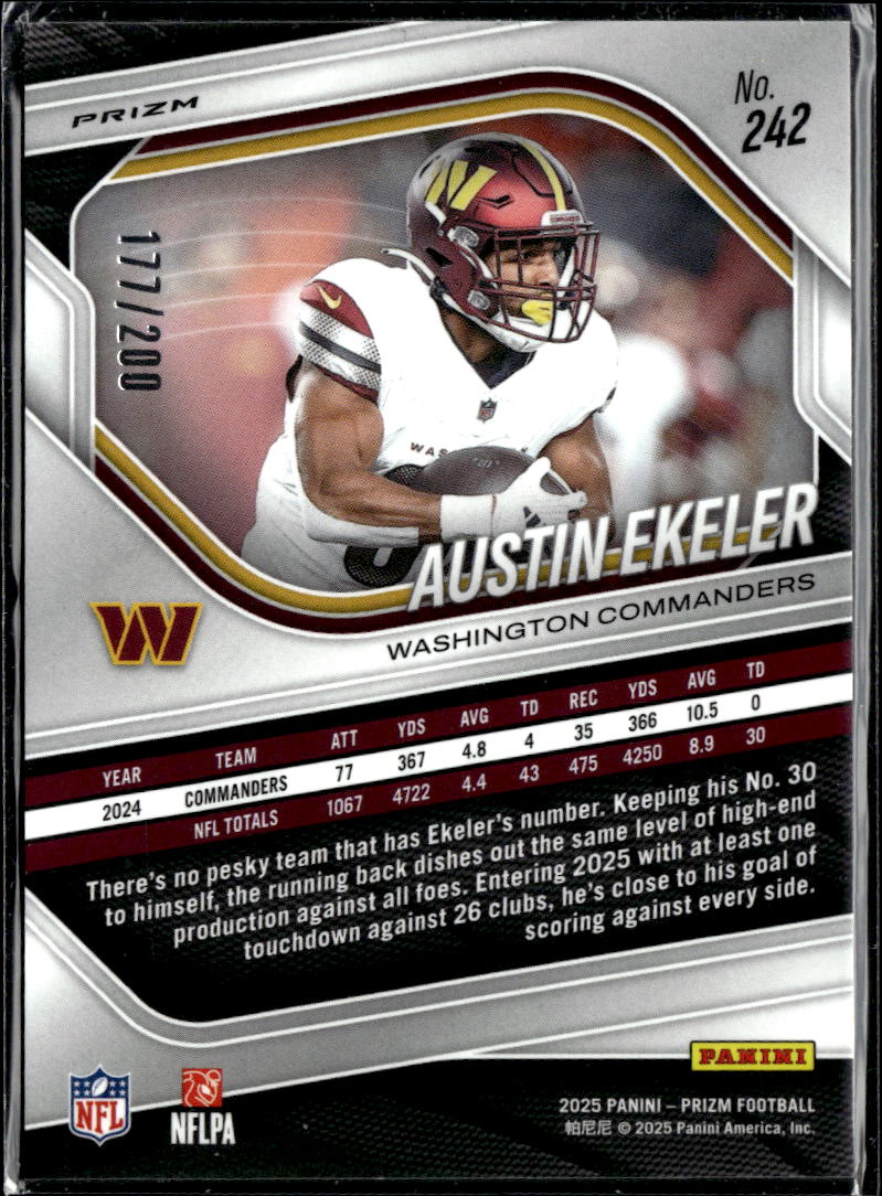 Austin Ekeler 2025 Prizm Hyper Prizm 177/200 Washington Commanders
