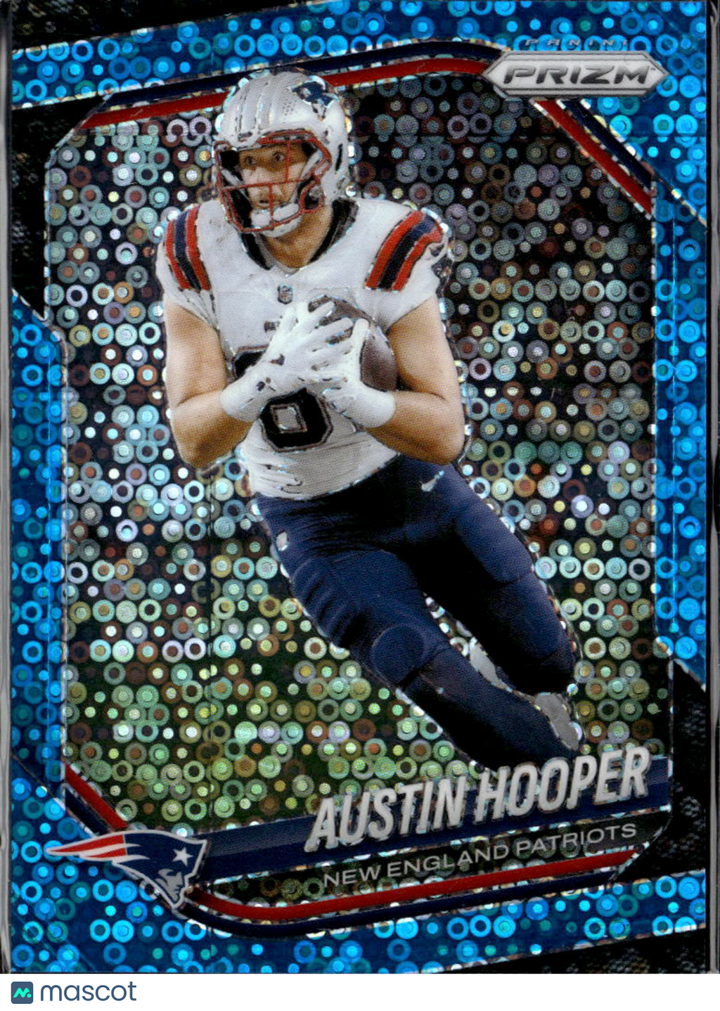 Austin Hooper 2025 Panini Prizm Blue Disco 7/125 New England Patriots
