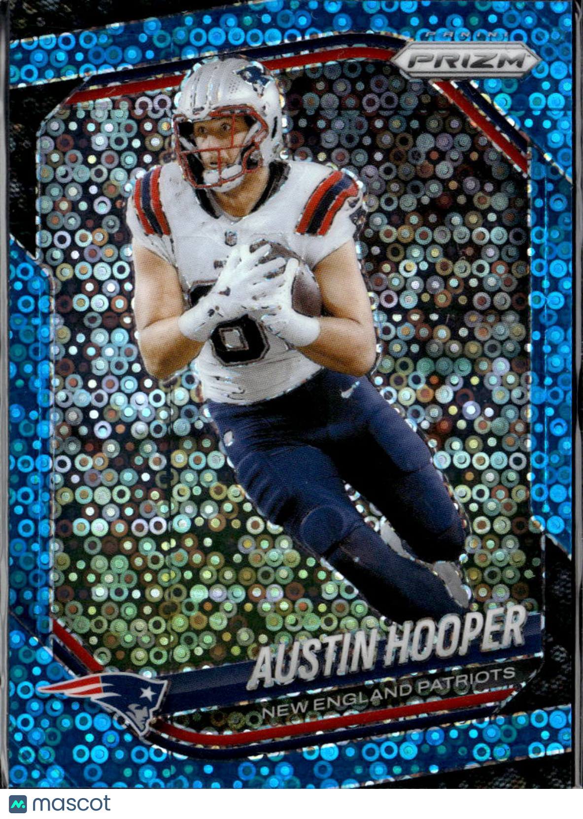 Austin Hooper 2025 Panini Prizm Blue Disco 7/125 New England Patriots