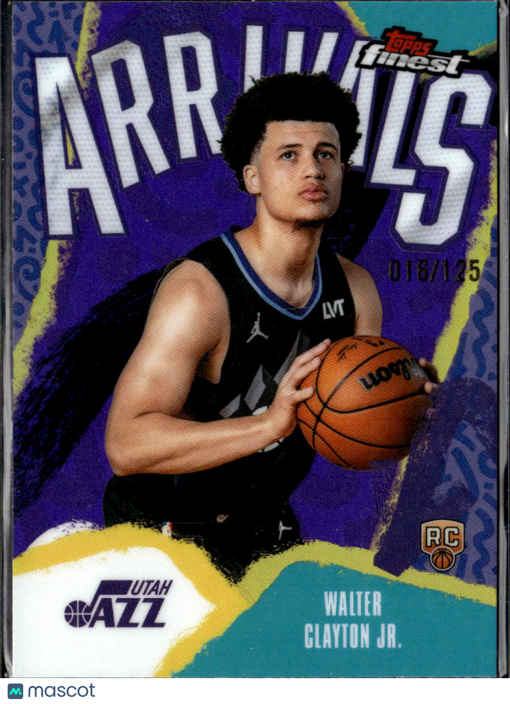 Walter Clayton Jr. 2025 Topps Finest Purple Arrivals RC 16/125 Utah Jazz