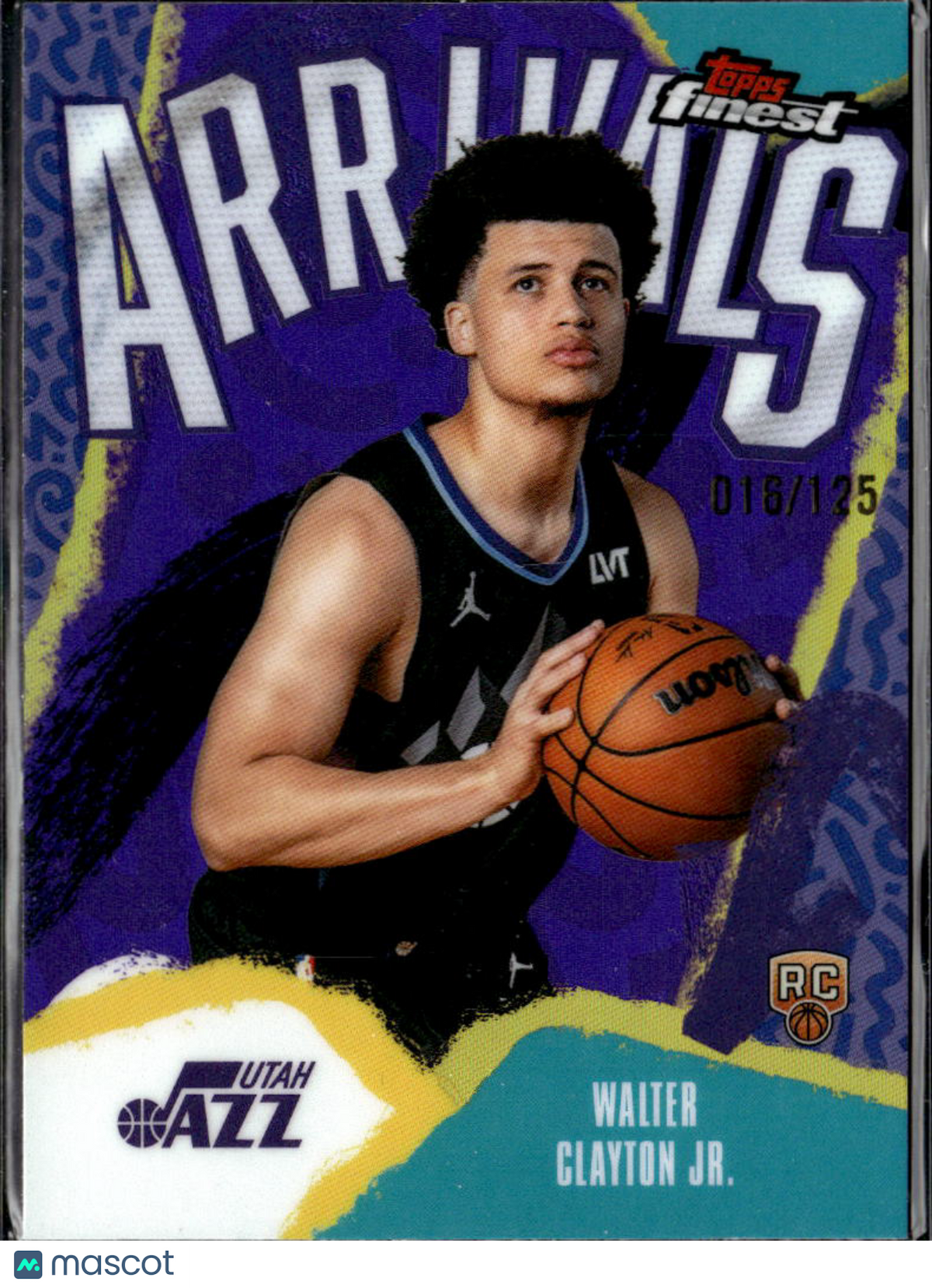 Walter Clayton Jr. 2025 Topps Finest Purple Arrivals RC 16/125 Utah Jazz