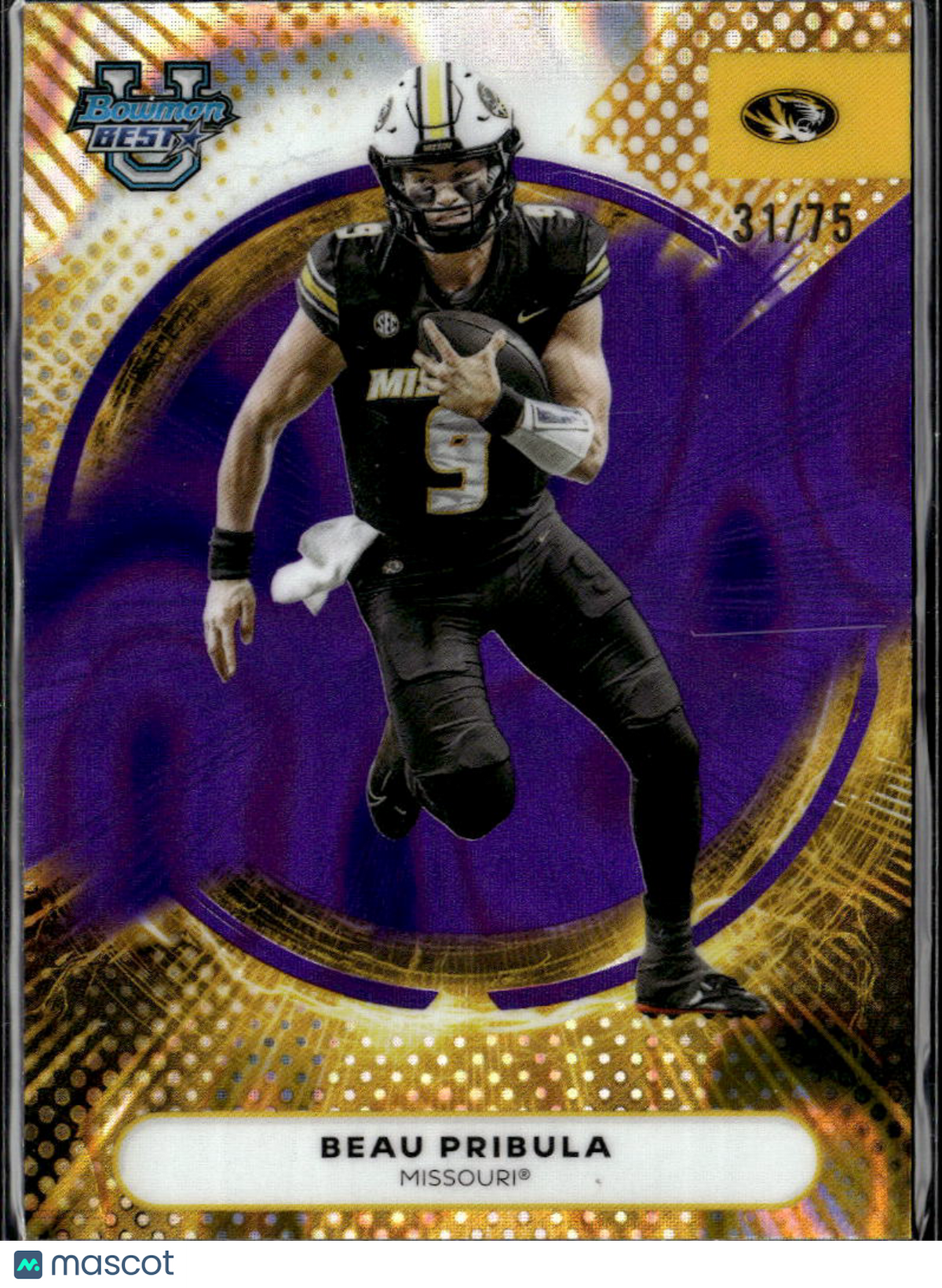 Beau Pribula 2025 Bowman's Best Purple Refractor 31/75 Missouri Tigers