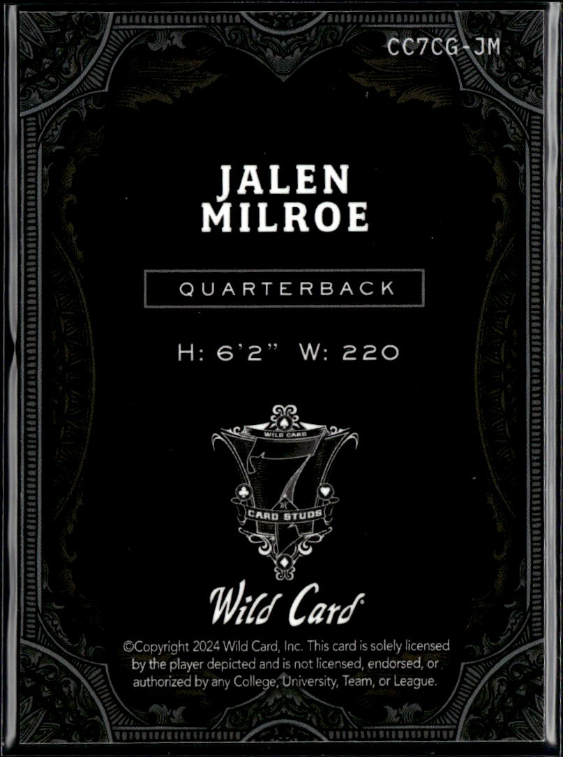 Jalen Milroe 2024 Wild Card 7 Card Studs Rookie RC 6/6 Alabama Crimson Seahawks