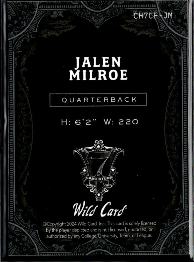 Jalen Milroe 2024 Wild Card 7 Card Studs Rookie RC 2/6 Alabama Crimson Seahawks