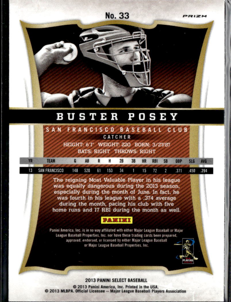Buster Posey 2013 Select Silver Prizm San Francisco Giants