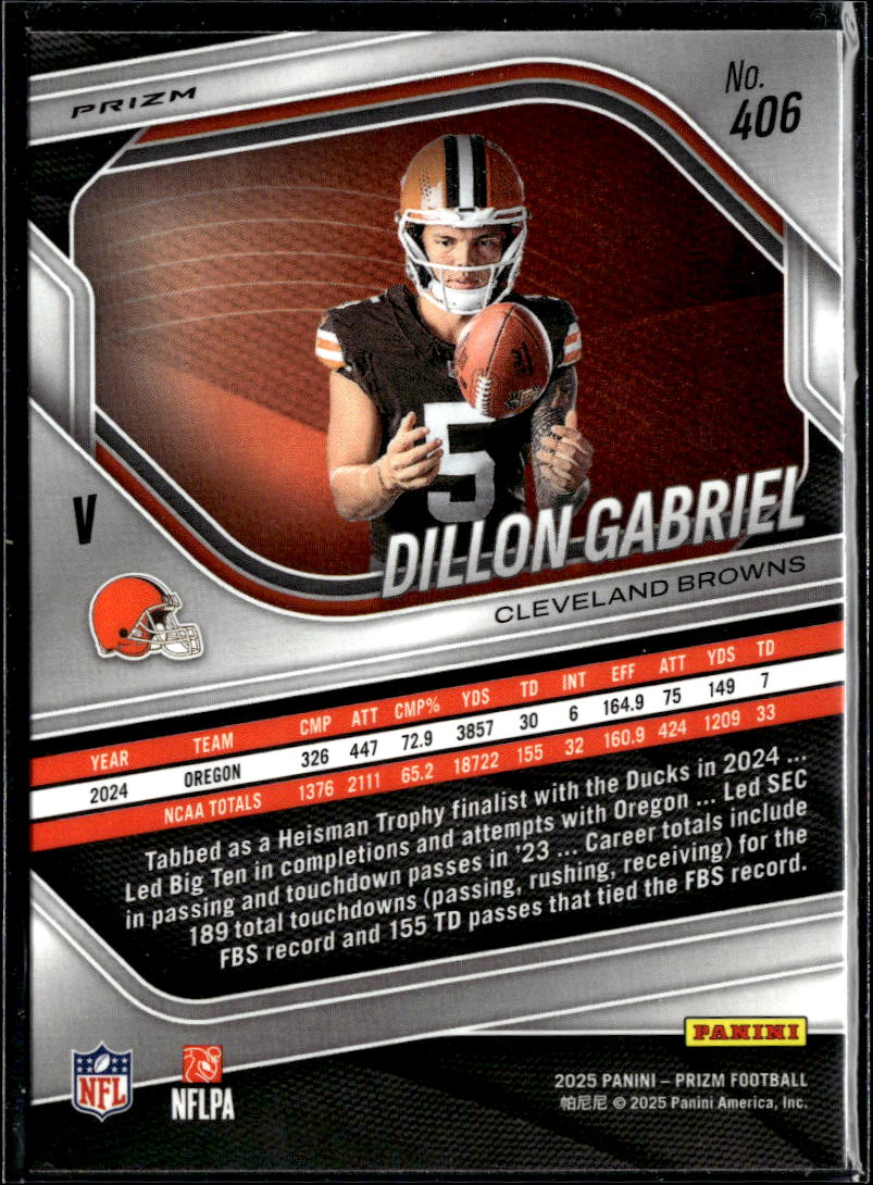 Dillon Gabriel 2025 Prizm Disco Variation Rookie RC Cleveland Browns
