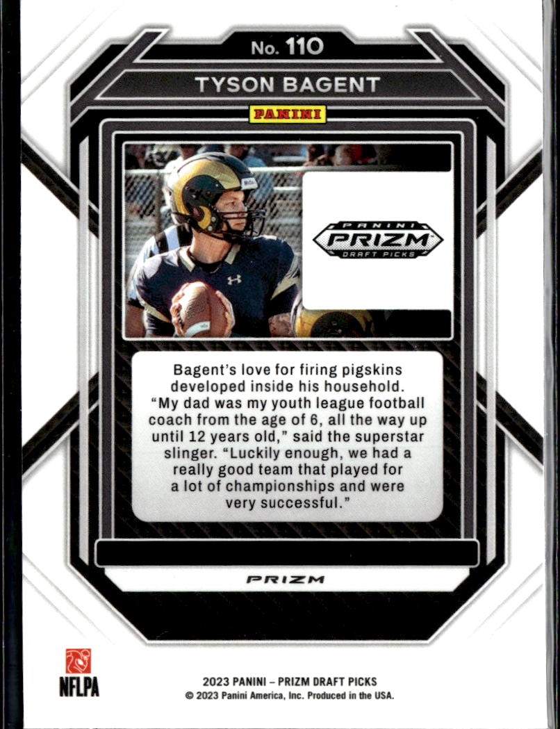 Tyson Bagent 2023 Panini Prizm Draft Picks RC Red Ice Rookie Bears