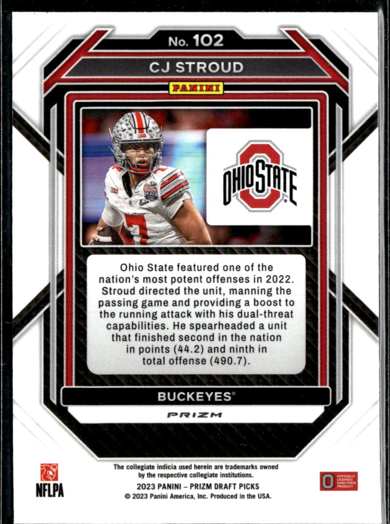 C.J. Stroud 2023 Prizm Draft Picks RC GOLD Ice Ohio State Buckeyes