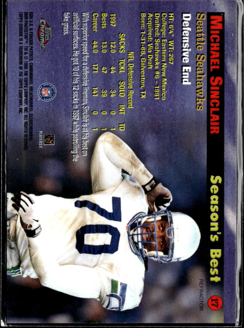 Michael Sinclair 1998 Topps Chrome Heavy Hitters Refractor Seattle Seahawks