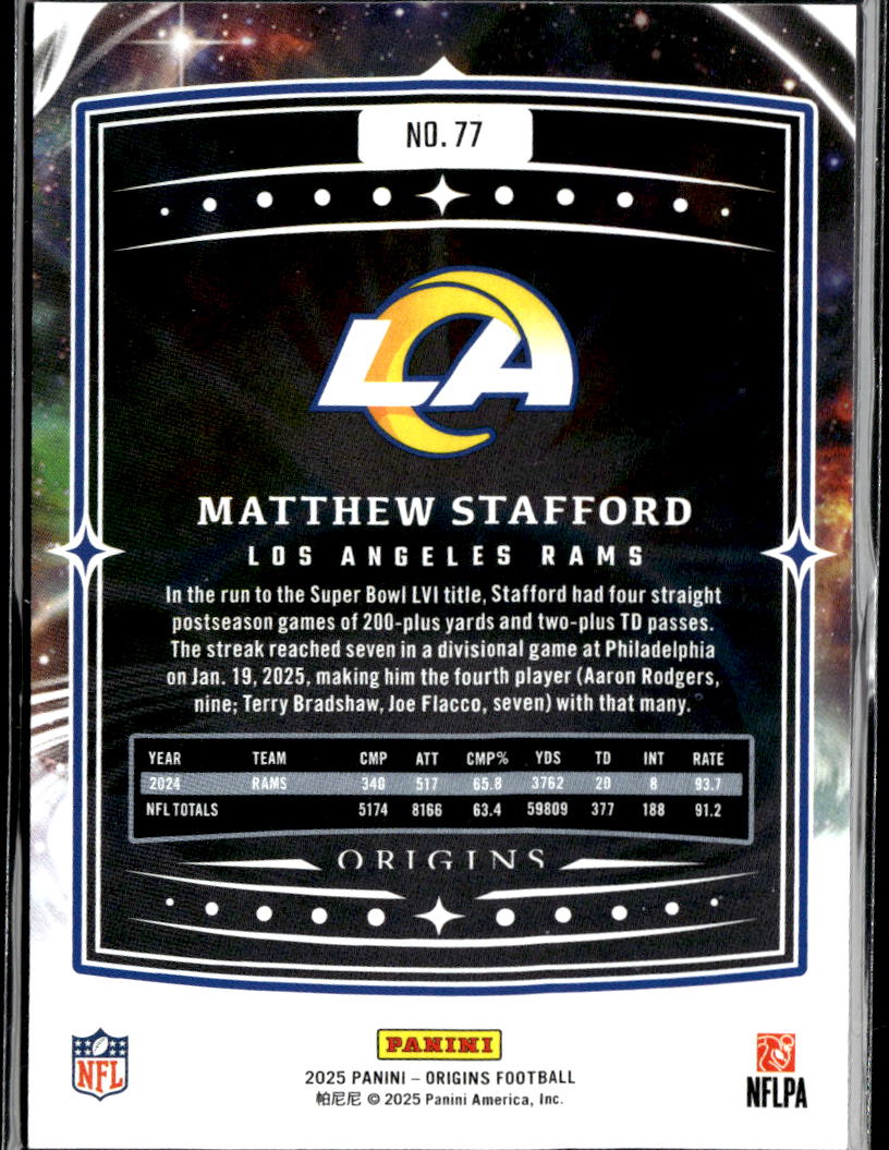 Matthew Stafford 2025 Origins Red 64/225 Los Angeles Rams