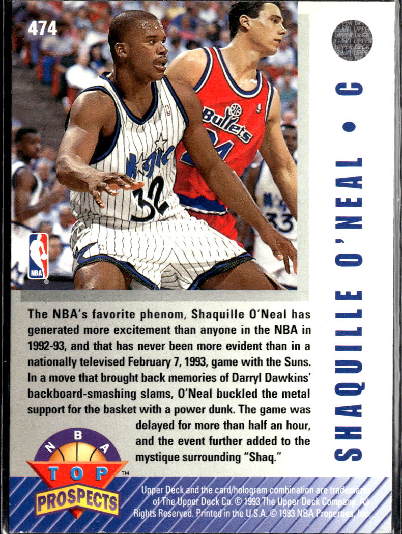 Shaquille O'Neal 1992-93 Upper Deck Prospects Rookie RC Orlando Magic