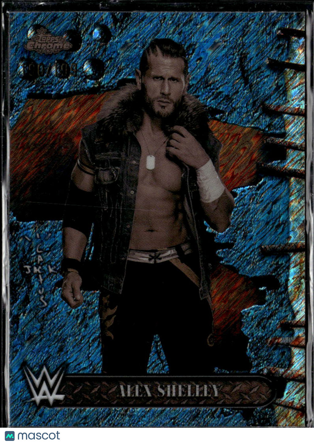 Alex Shelley 2025 Topps Chrome Cactus Jack WWE Blue Shimmer 190/199