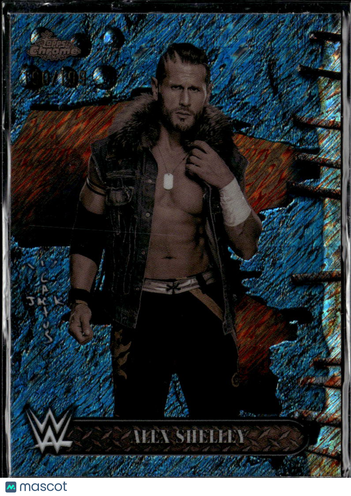Alex Shelley 2025 Topps Chrome Cactus Jack WWE Blue Shimmer 190/199