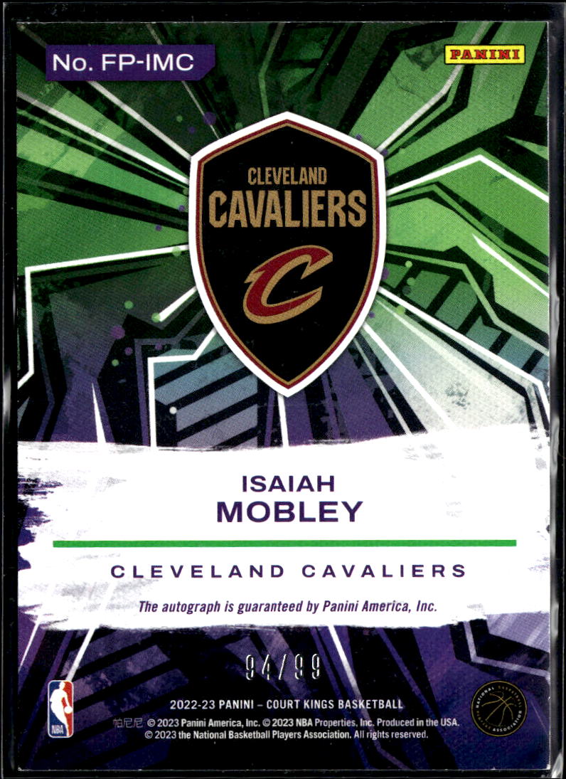 Isaiah Mobley 2023 Court Kings Auto Autograph RC 94/99 Cleveland Cavaliers