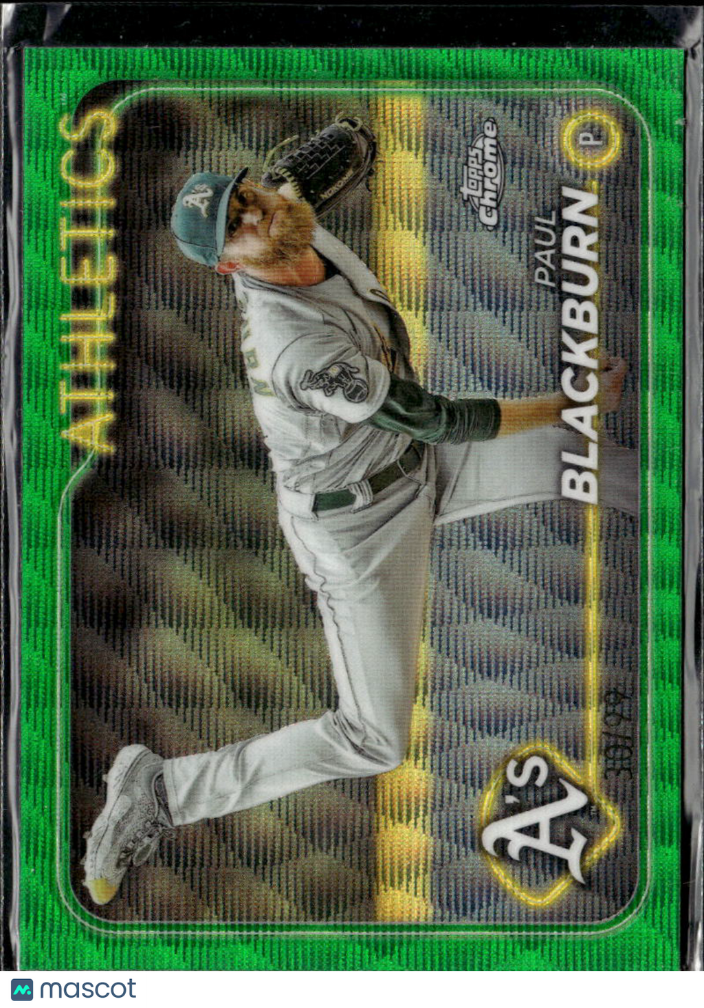 Paul Blackburn 2024 Topps Chrome Green Wave Refractor 30/99 Oakland Athletics