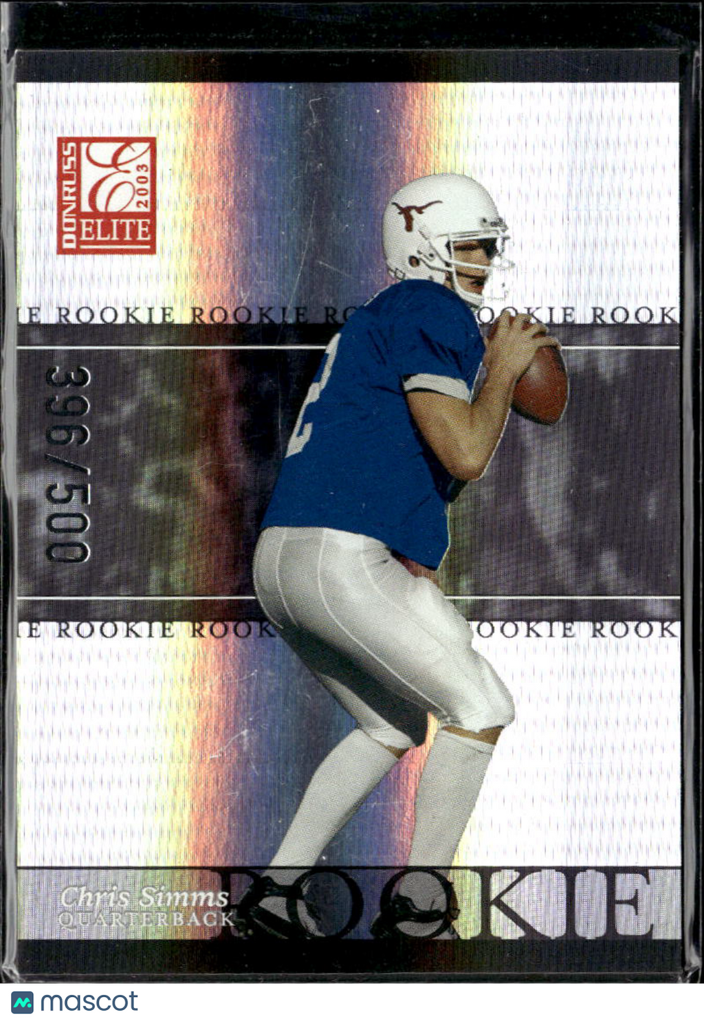 Chris Simms 2003 Donruss Elite Rookie RC 396/500 Texas Longhorns Buccaneers