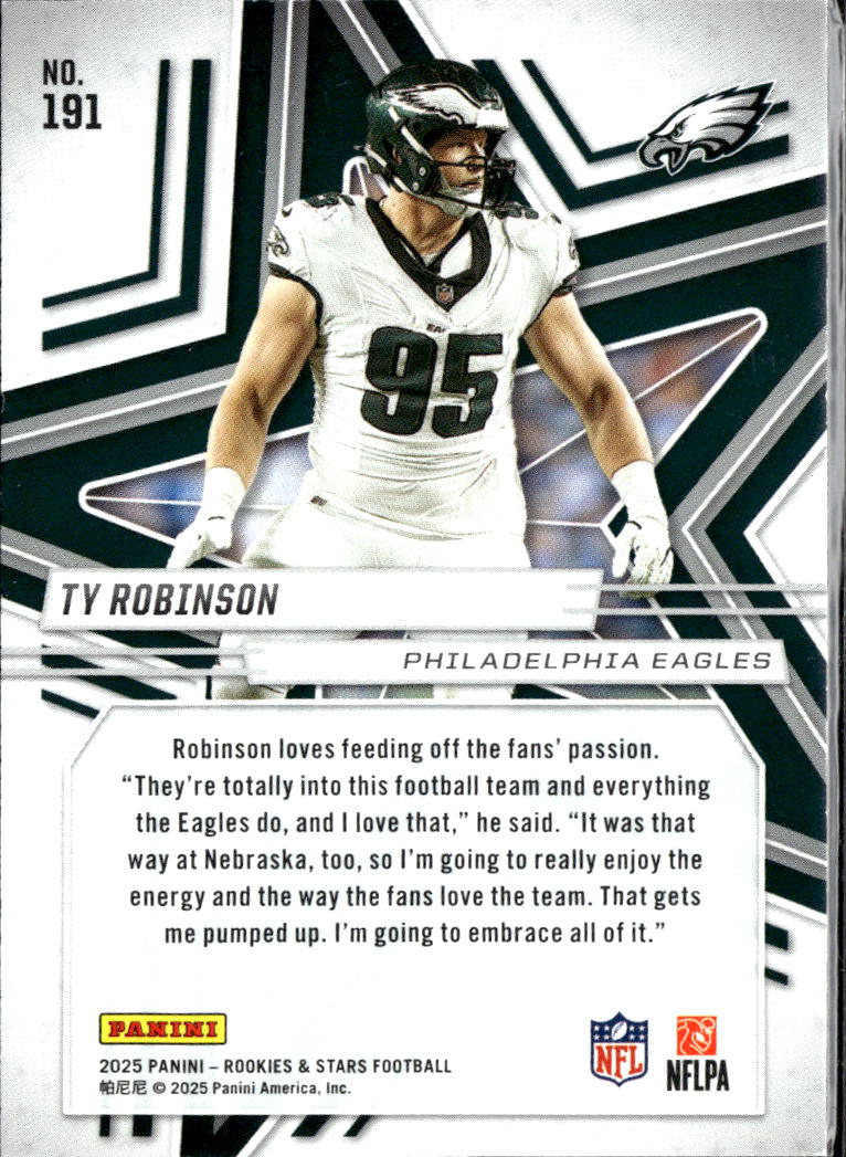 Ty Robinson 2025 Rookies & Stars Orange RC 199/249 Philadelphia Eagles