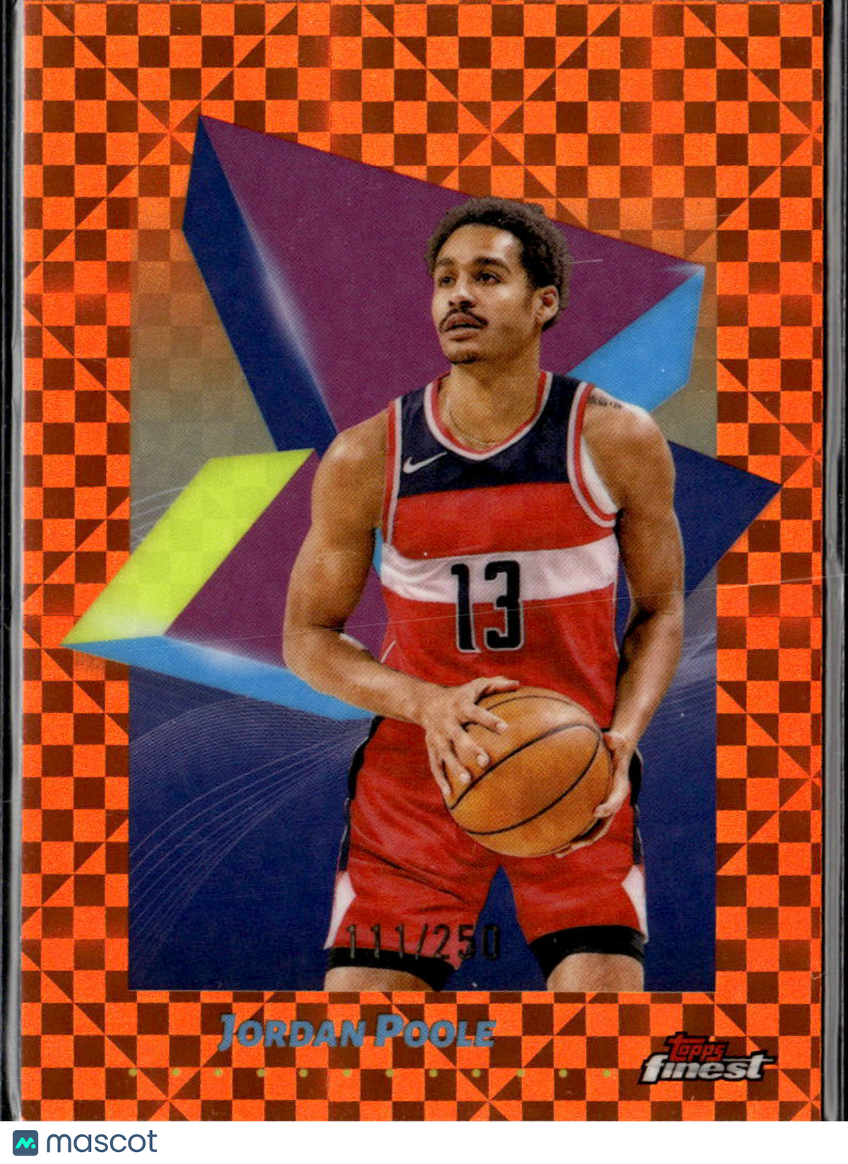 Jordan Poole 2025 Topps Finest Orange Xfractor Refractor /250 Washington Wizards