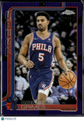 Quentin Grimes 2025 Topps Chrome Purple Refractor 21/75 Philadelphia 76ers