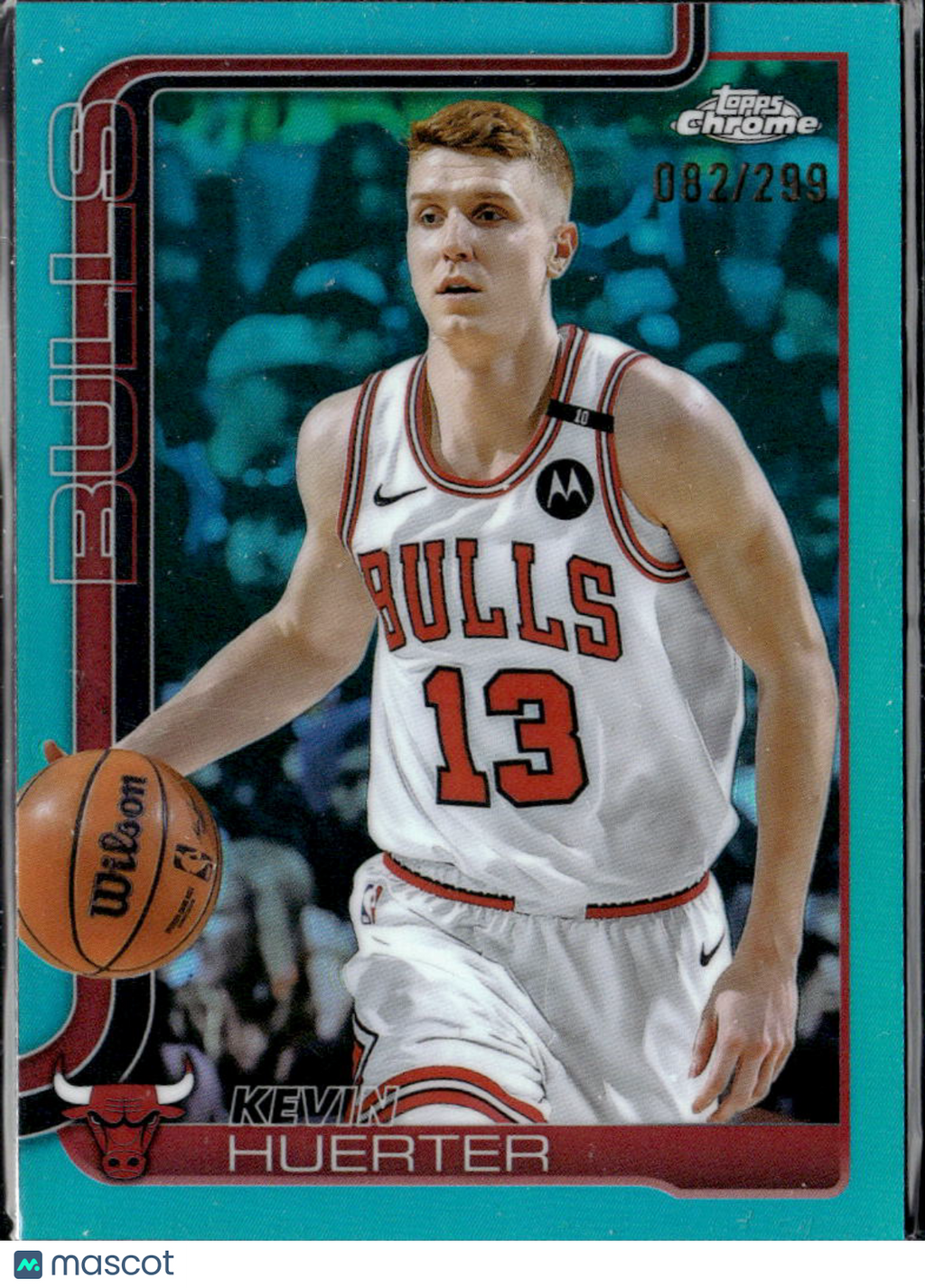 Kevin Huerter 2025 Topps Chrome Aqua Refractor 82/299 Chicago Bulls