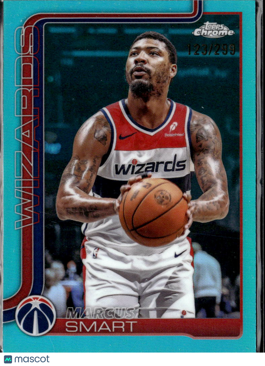 Marcus Smart 2025 Topps Chrome Aqua Refractor 123/299 Washington Wizards