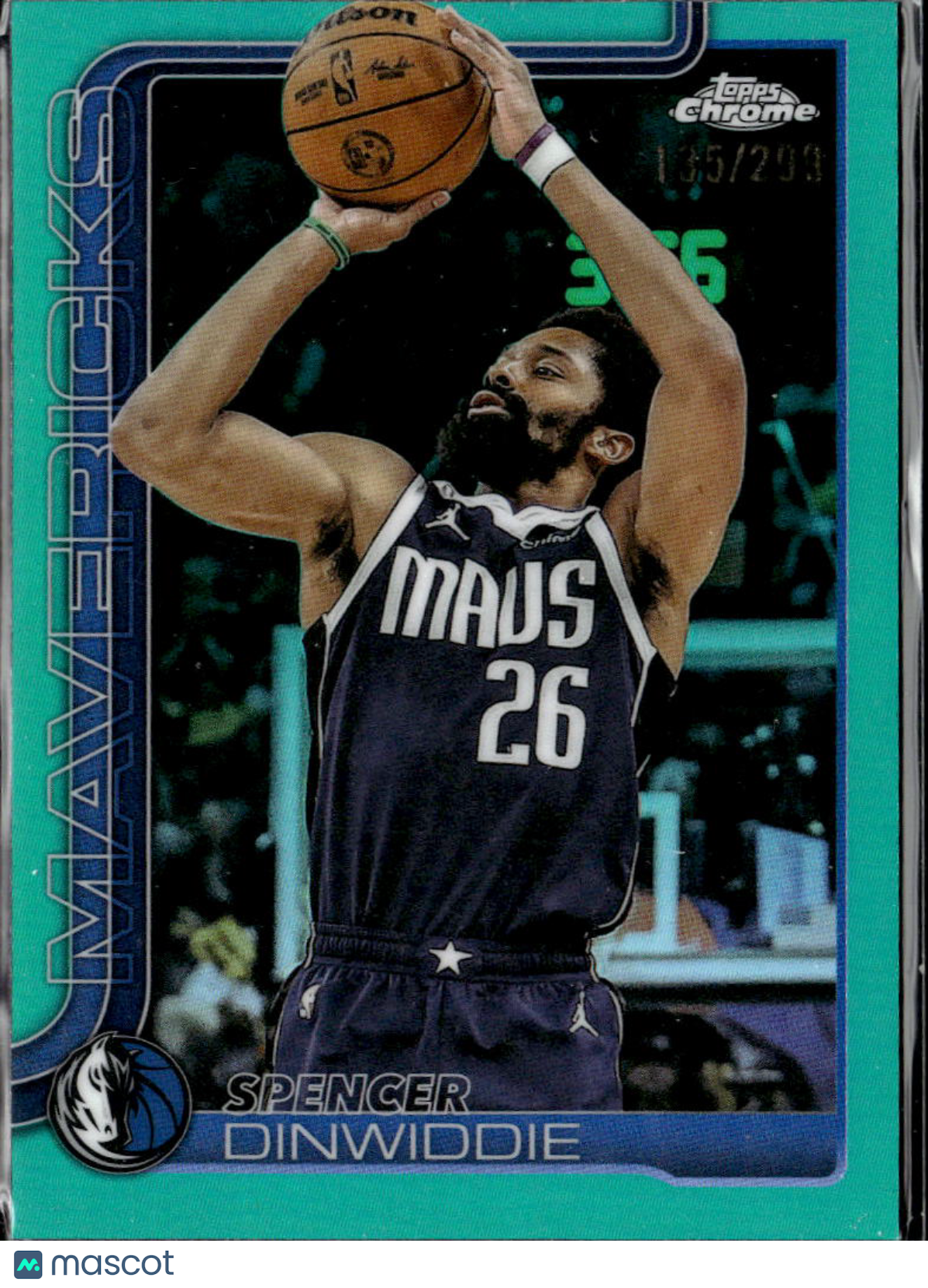 Spencer Dinwiddie 2025 Topps Chrome Aqua Refractor /299 Dallas Mavericks