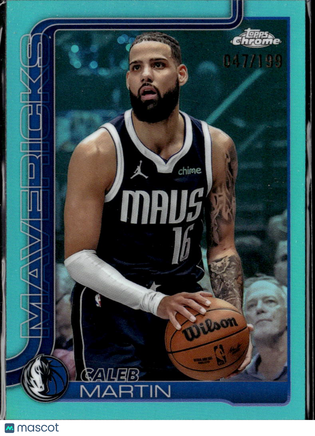 Caleb Martin 2025 Topps Chrome Aqua Refractor 47/199 Dallas Mavericks