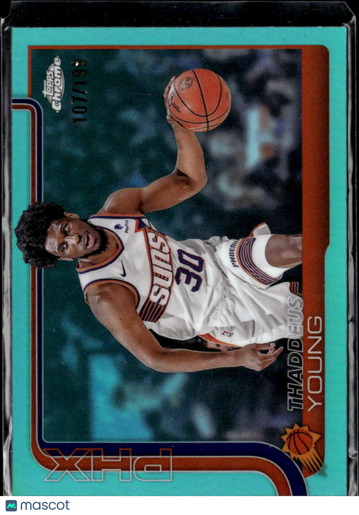 Thaddeus Young 2025 Topps Chrome Aqua Refractor 107/199 Phoenix Suns