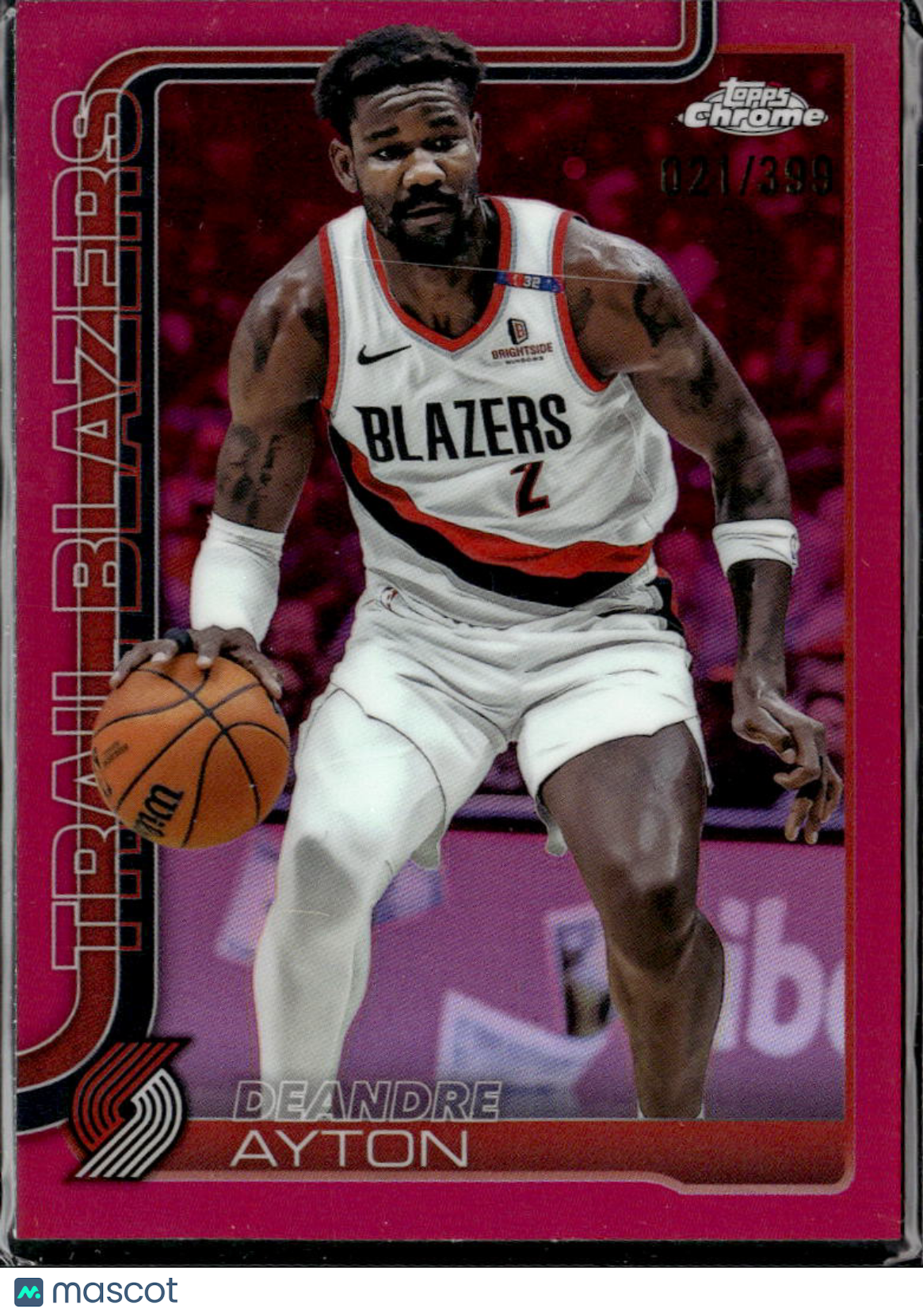 Deandre Ayton 2025 Topps Chrome Pink Refractor 21/399 Portland Trail Blazers