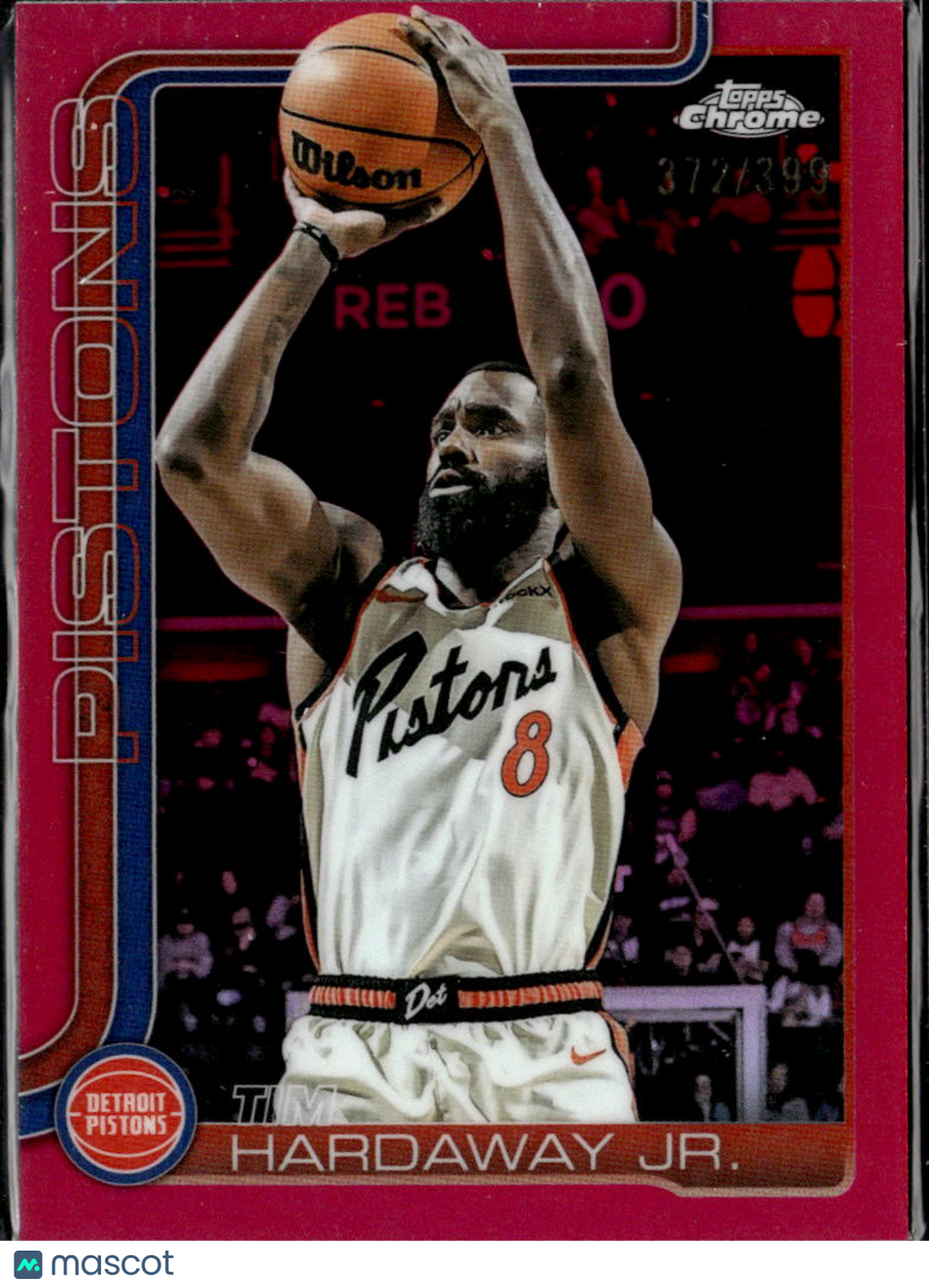 Tim Hardaway Jr. 2025 Topps Chrome Pink Refractor 372/399 Detroit Pistons