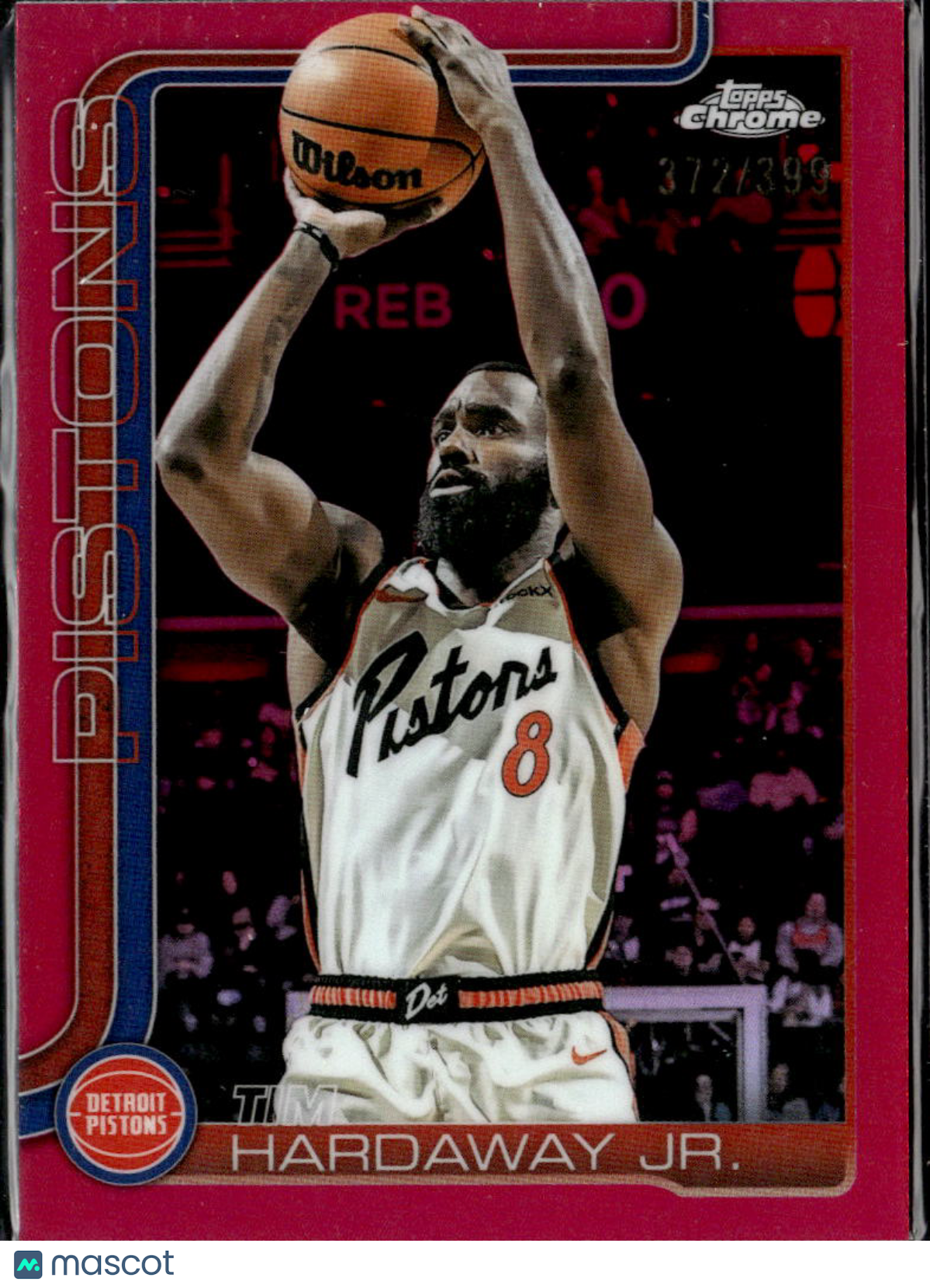 Tim Hardaway Jr. 2025 Topps Chrome Pink Refractor 372/399 Detroit Pistons