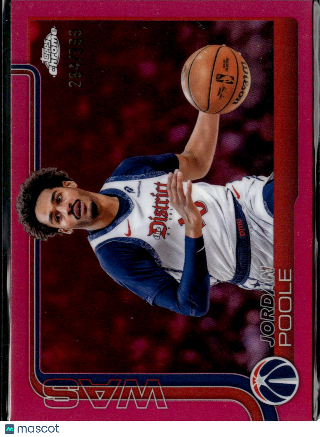 Jordan Poole 2025 Topps Chrome Pink Refractor 284/399 Washington Wizards