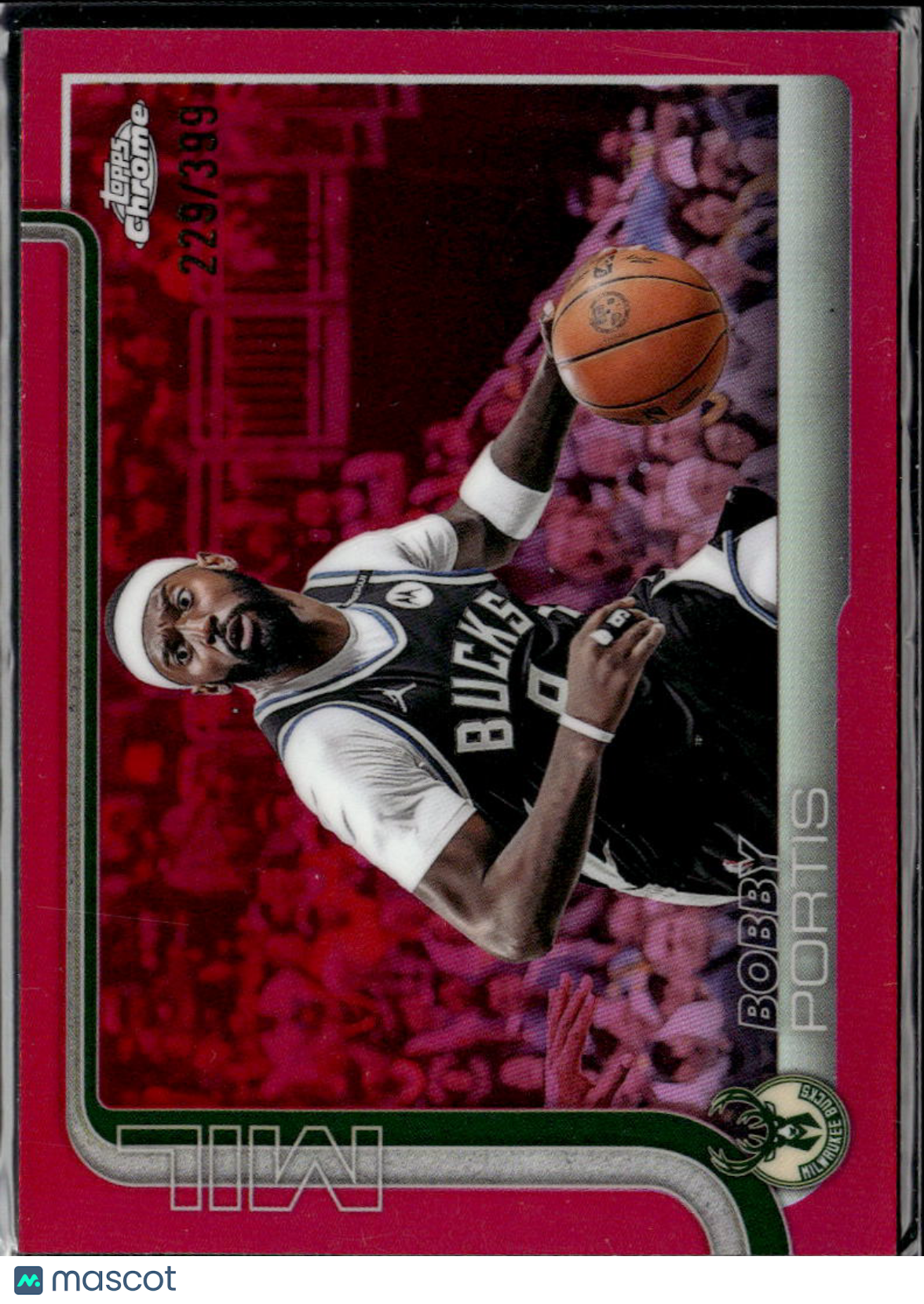 Bobby Portis 2025 Topps Chrome Pink Refractor 229/399 Milwaukee Bucks