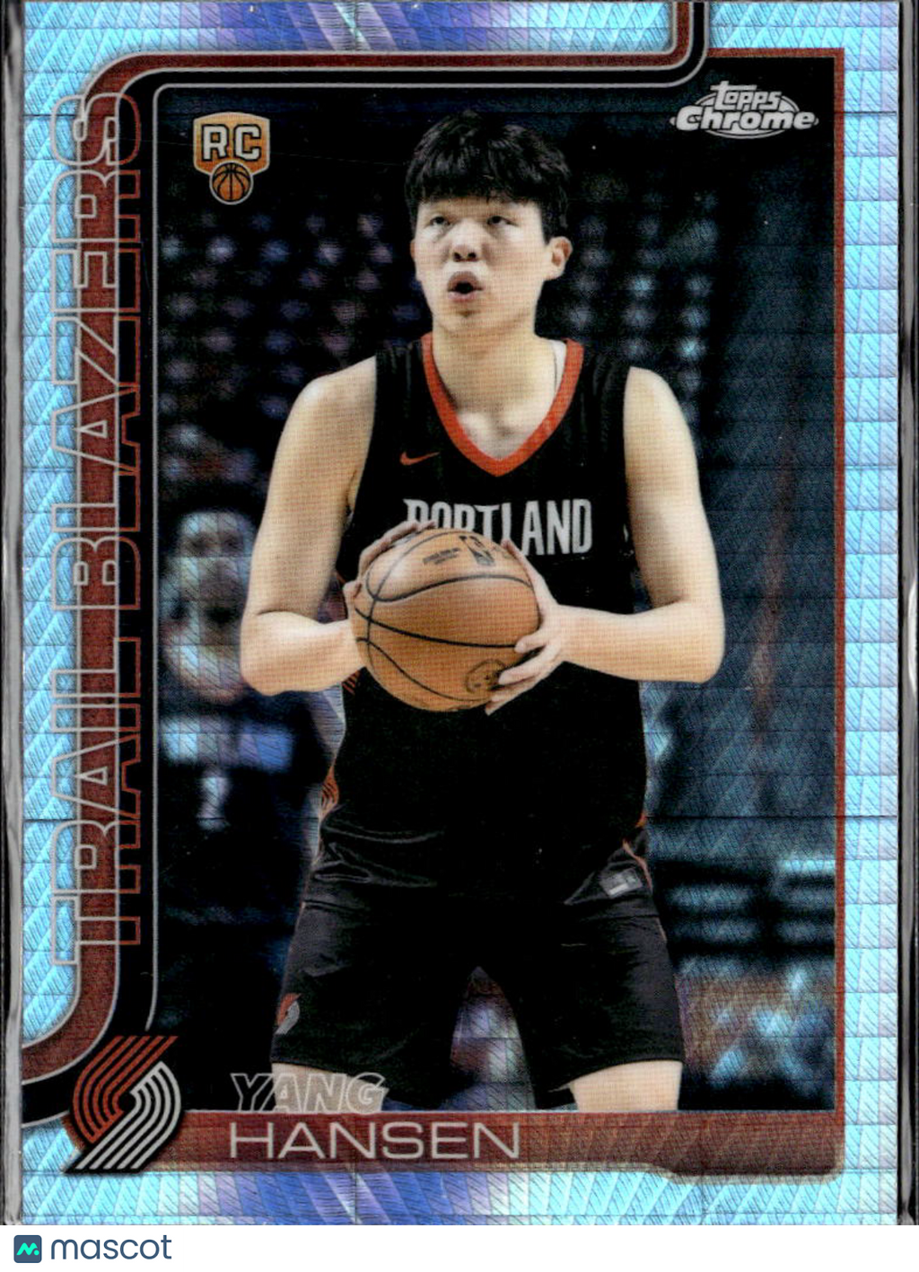 Yang Hansen 2025 Topps Chrome RC Prism Refractor Portland Trail Blazers