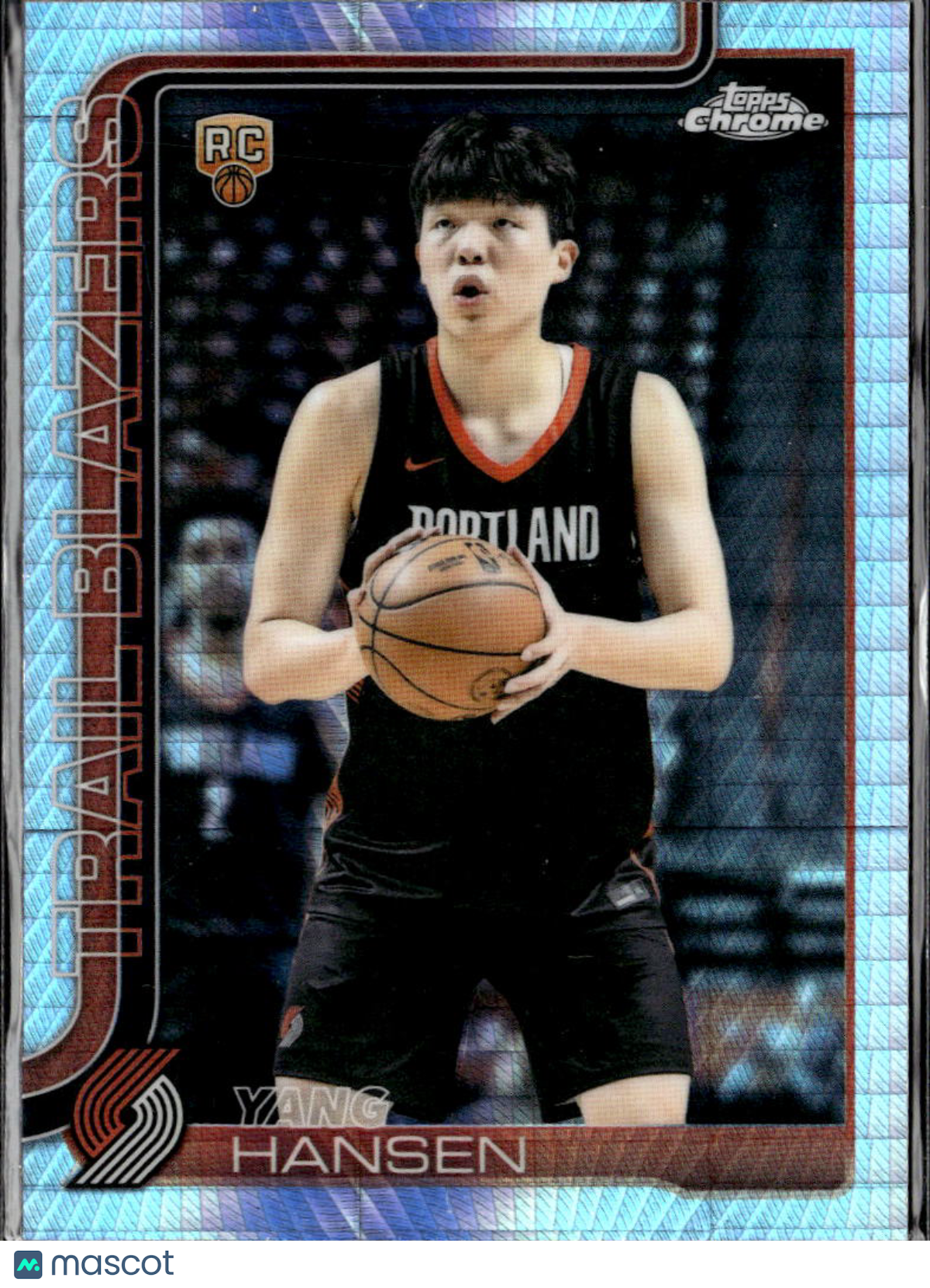 Yang Hansen 2025 Topps Chrome RC Prism Refractor Portland Trail Blazers