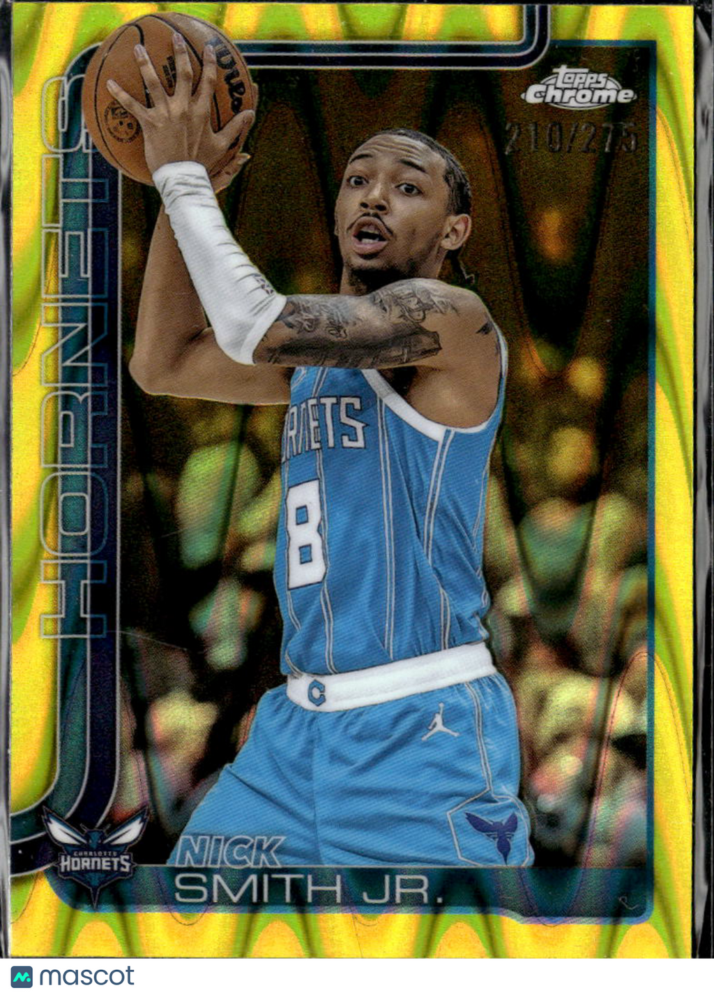 Nick Smith Jr. 2025 Topps Chrome Yellow Wave Refractor /275 Charlotte Hornets