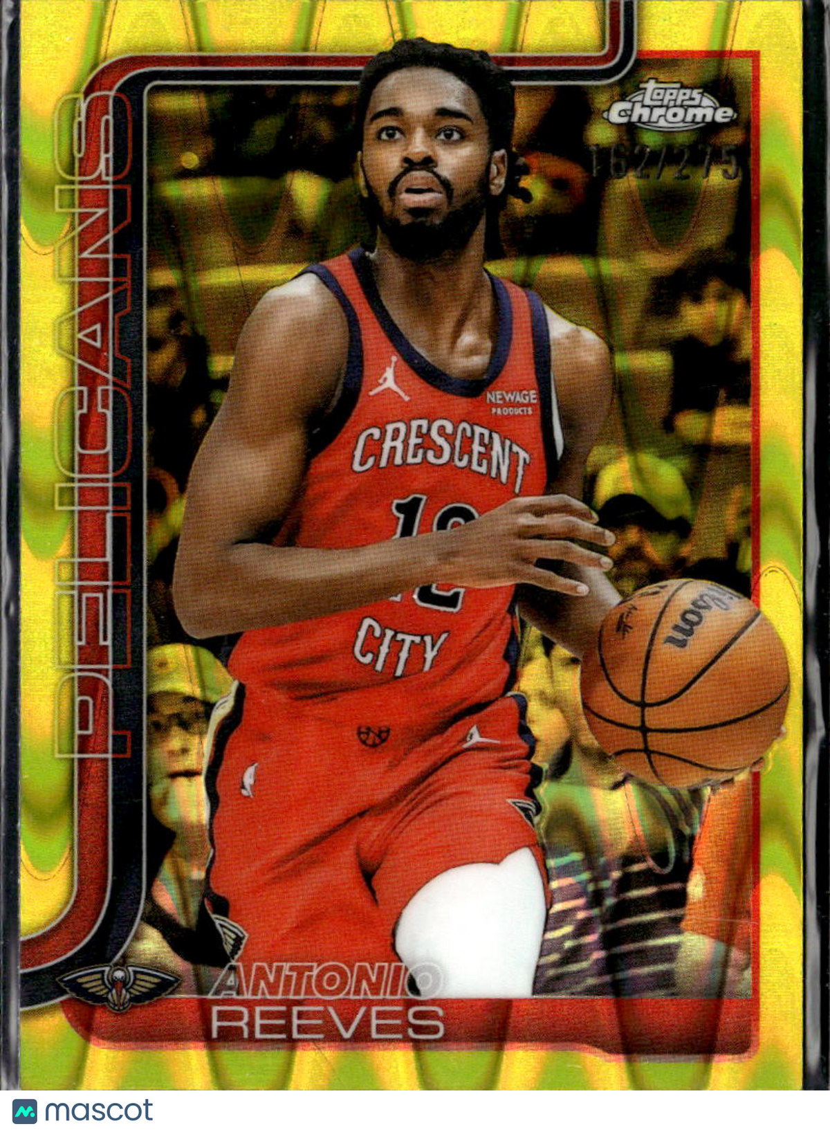 Antonio Reeves 2025 Topps Chrome Yellow Wave Refractor /275 New Orleans Pelicans