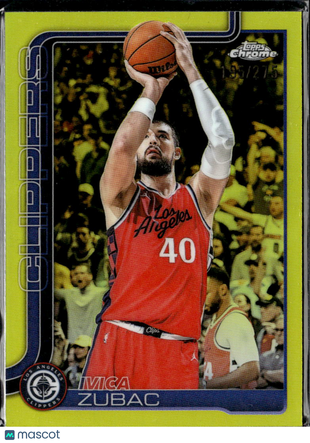 Ivica Zubac 2025 Topps Chrome Yellow Refractor /275 Los Angeles Clippers