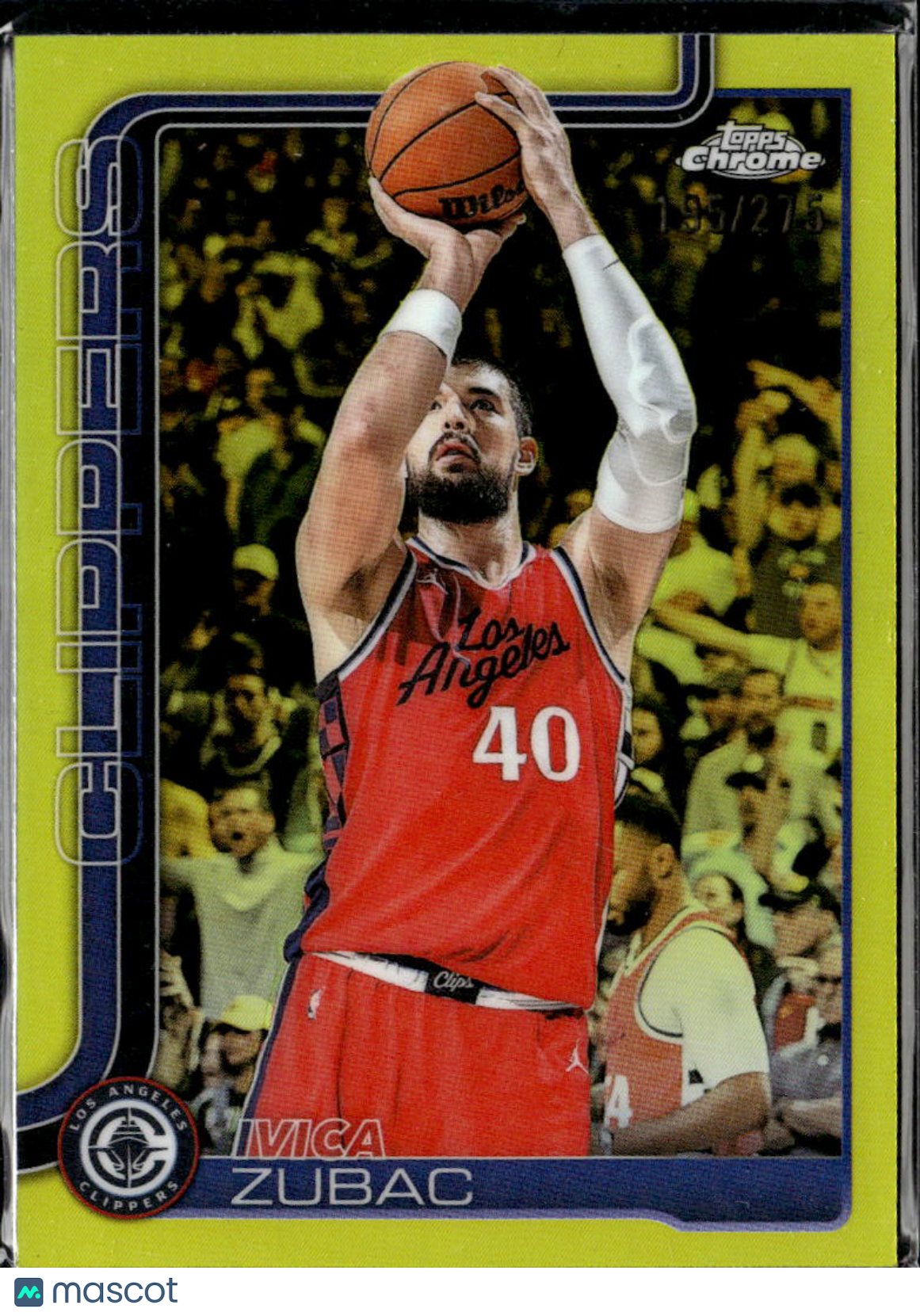 Ivica Zubac 2025 Topps Chrome Yellow Refractor /275 Los Angeles Clippers