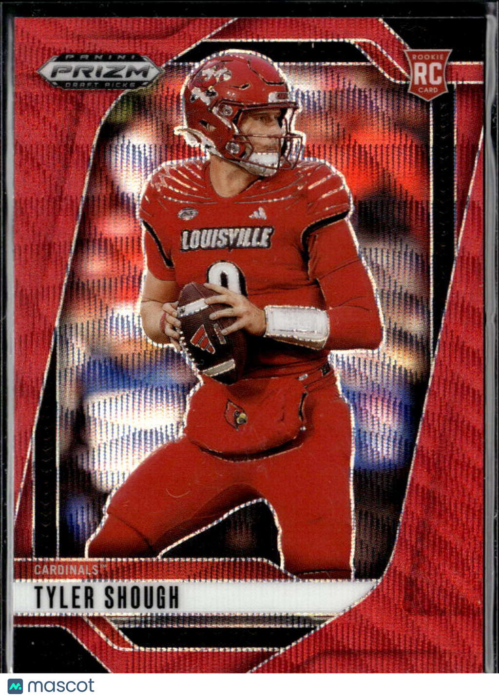 Tyler Shough 2025 Prizm Draft Picks Red Wave Rookie RC Louisville Cardinals