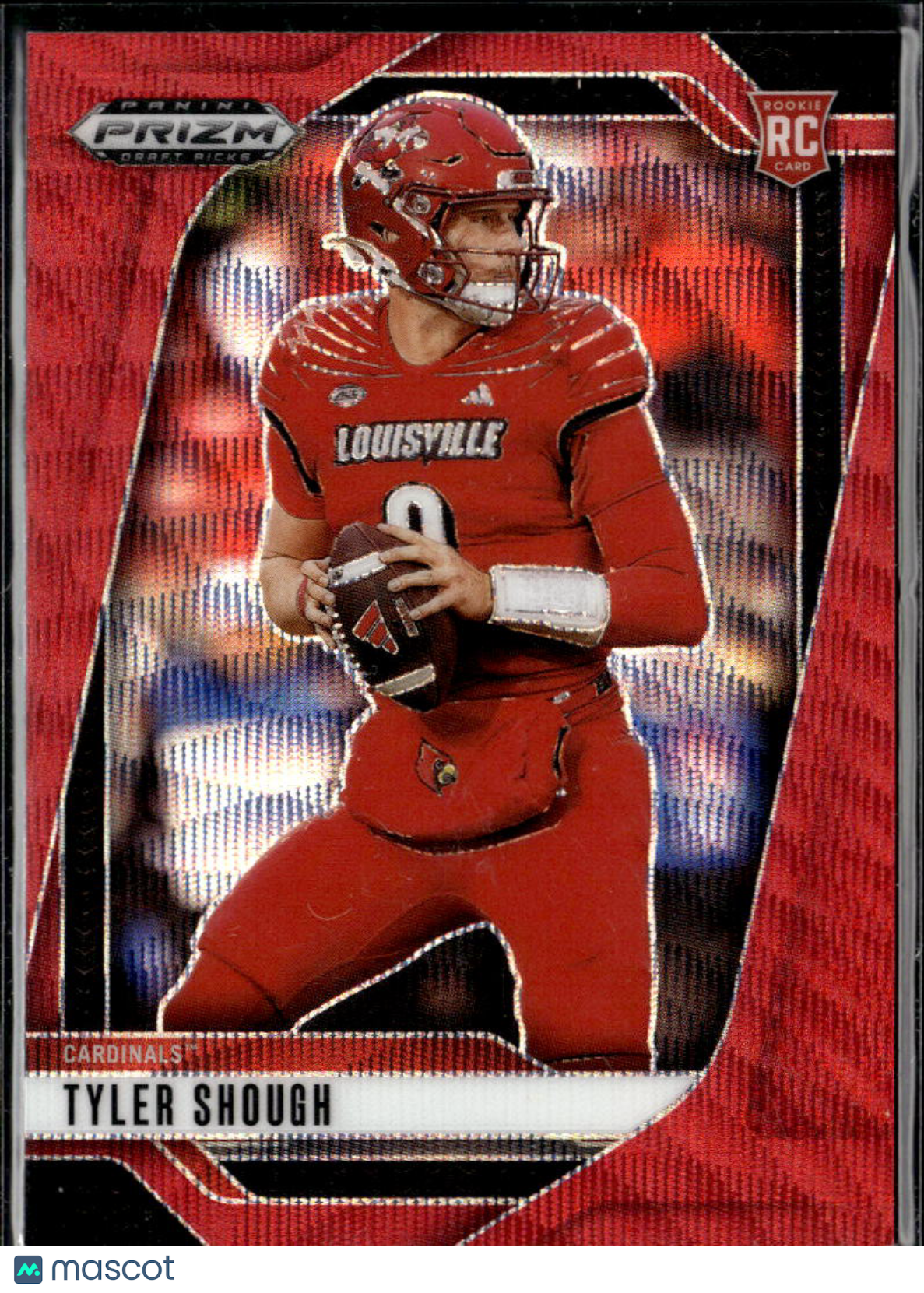Tyler Shough 2025 Prizm Draft Picks Red Wave Rookie RC Louisville Cardinals