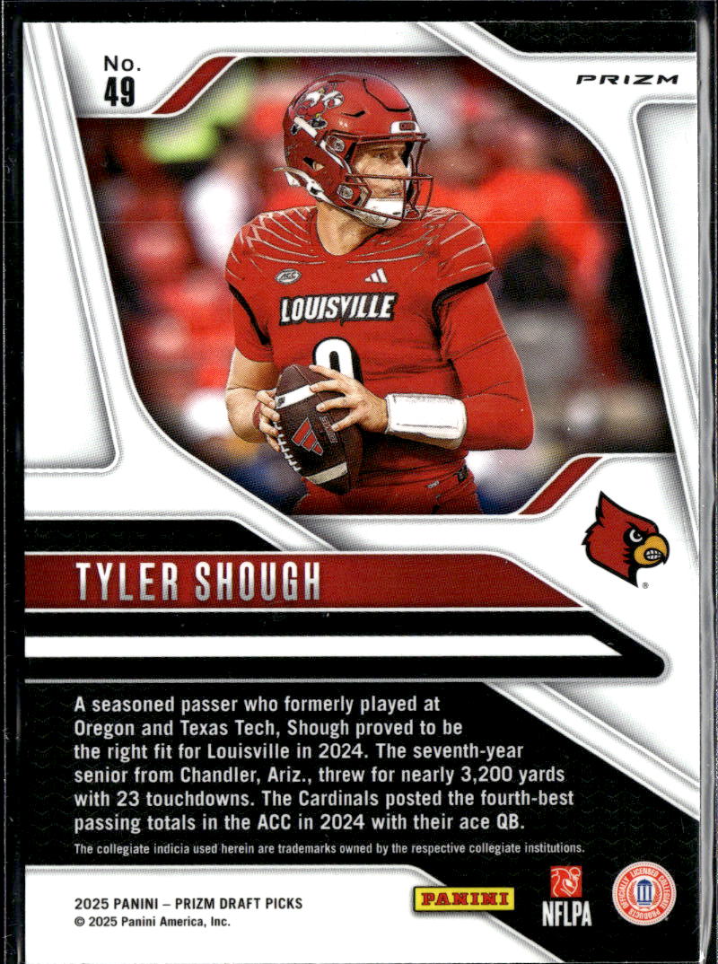 Tyler Shough 2025 Prizm Draft Picks Red Wave Rookie RC Louisville Cardinals