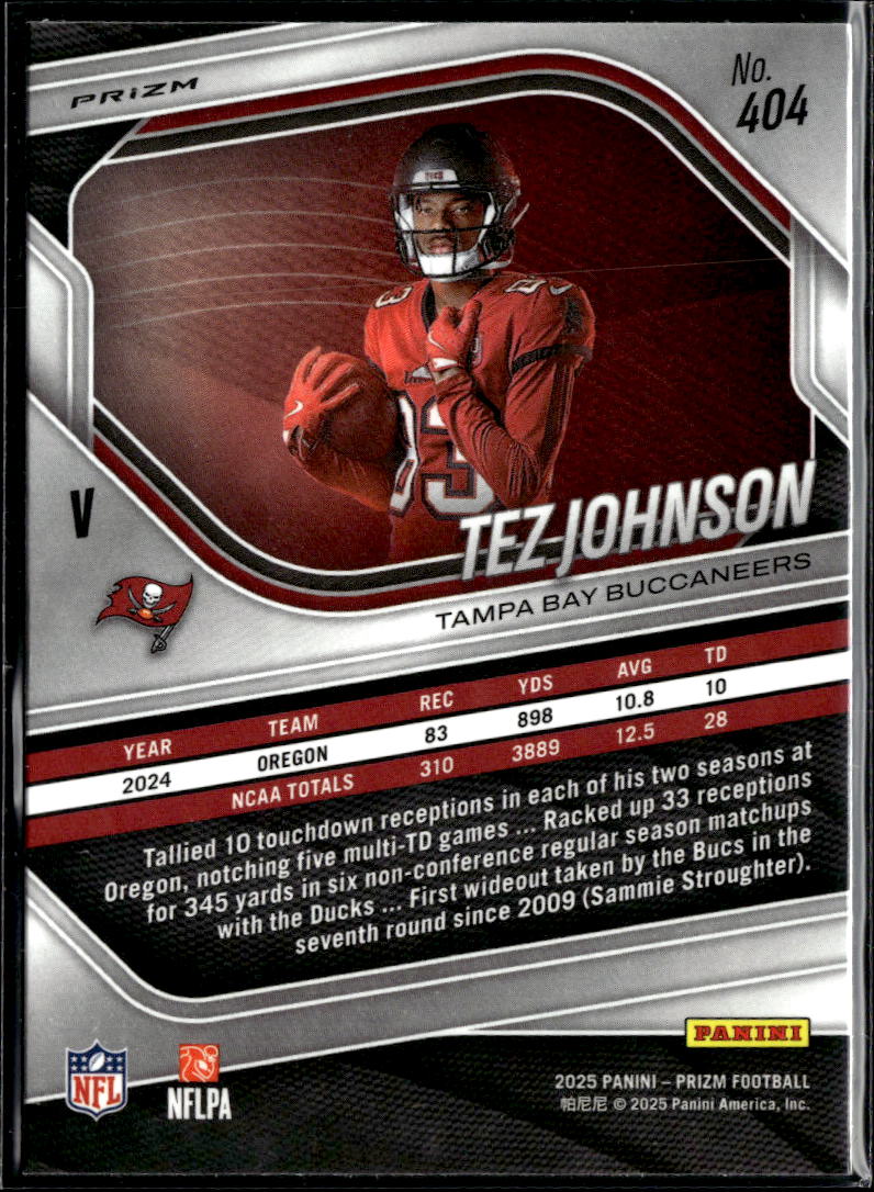 Tez Johnson 2025 Prizm Variation Rookie RC Disco Tampa Bay Buccaneers