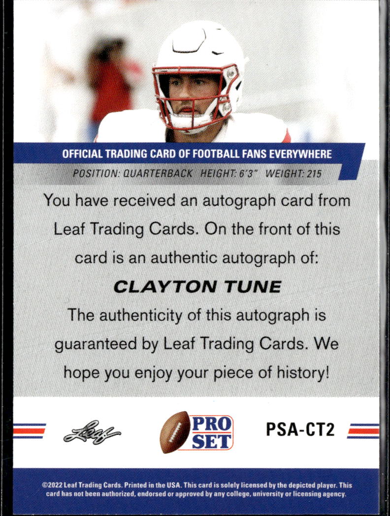 Clayton Tune 2022 Leaf Pro Set RC Auto Autograph Rookie Arizona Cardinals