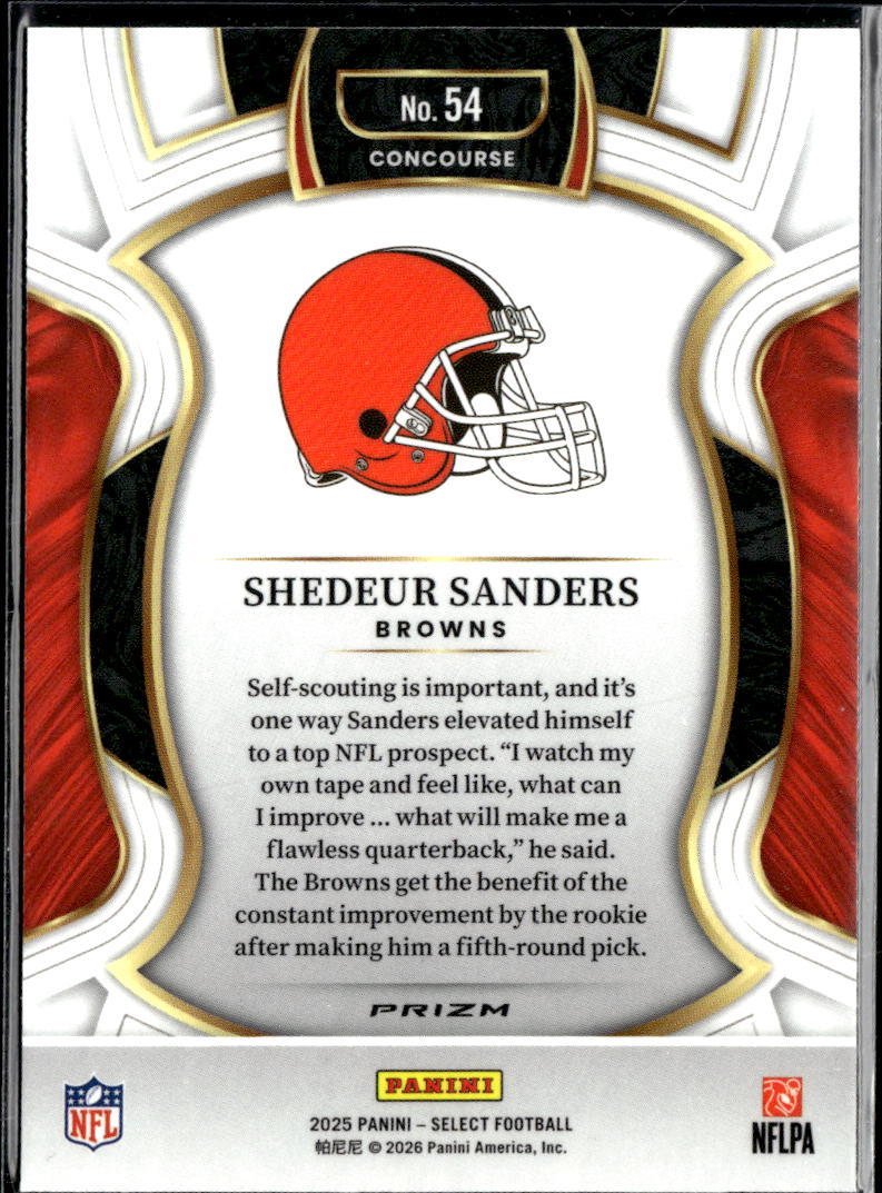 Shedeur Sanders 2025 Select Silver Prizm Rookie RC Cleveland Browns