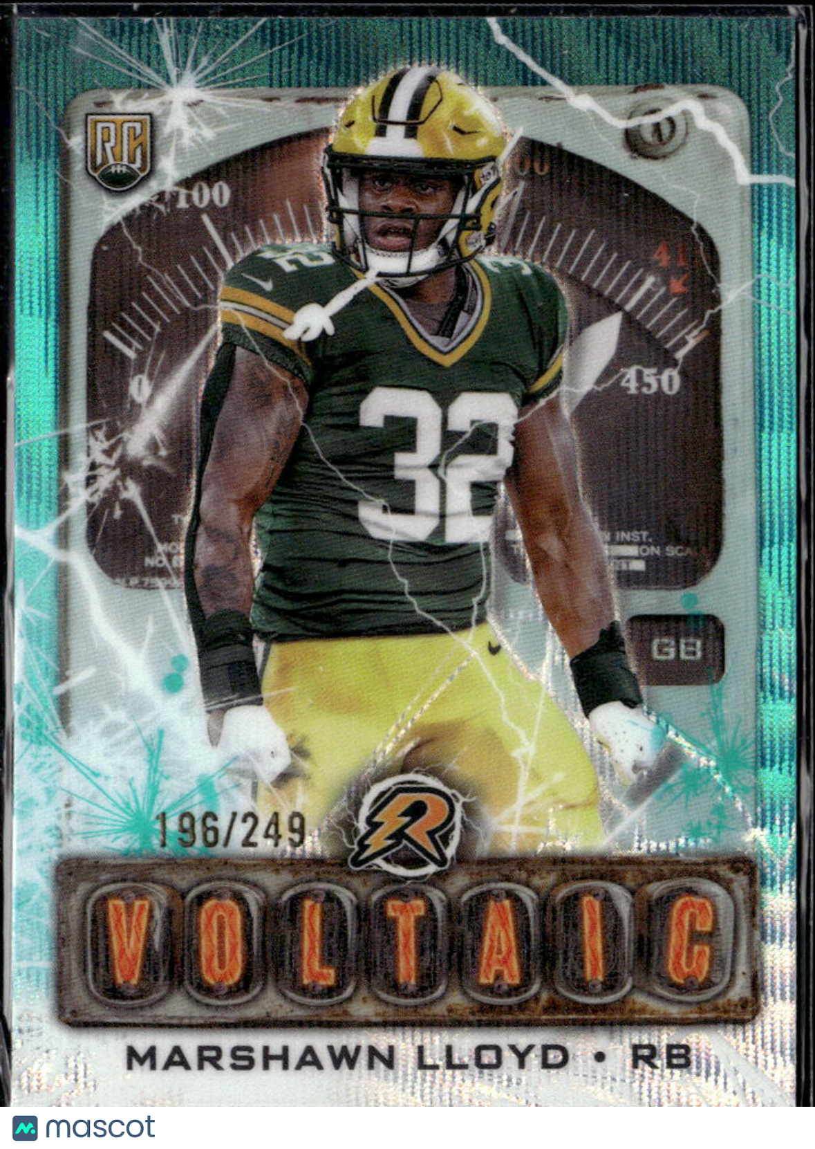 Marshawn Lloyd 2025 Topps Voltaic Aqua Wave RC 196/249 Green Bay Packers